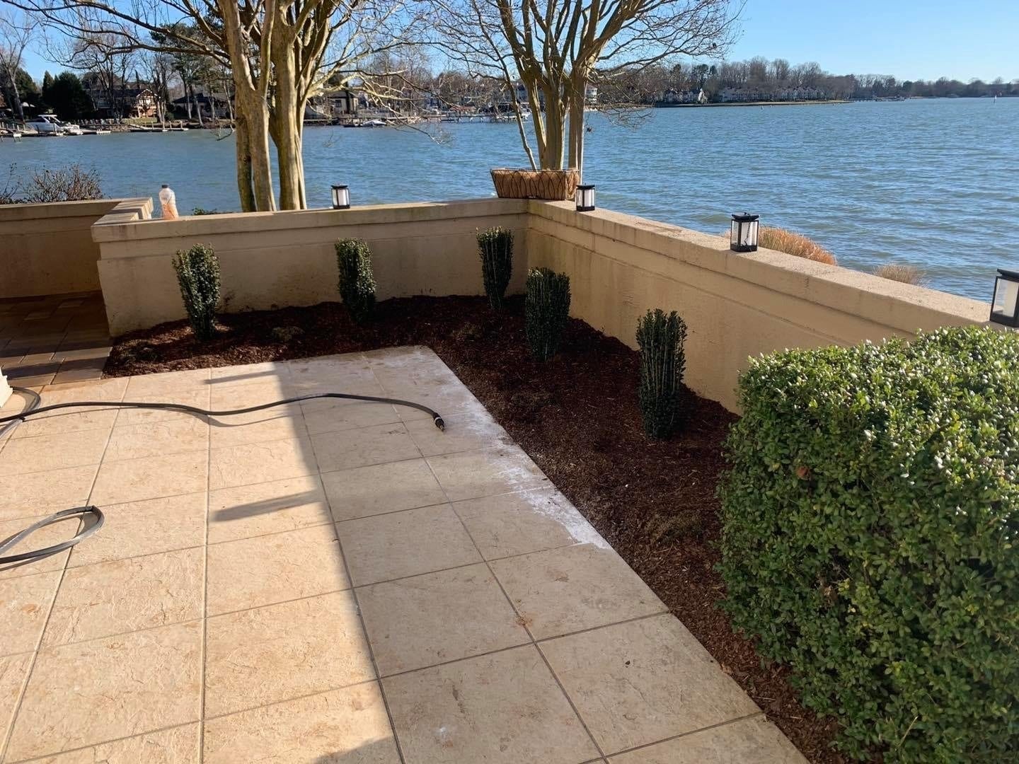 Paver patio overlooking Lake Norman