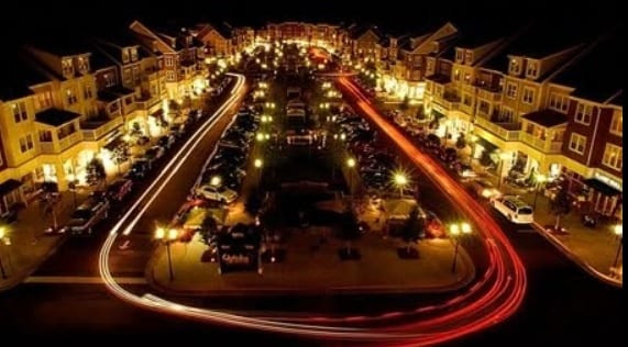 Birkdale Village in Huntersville at night